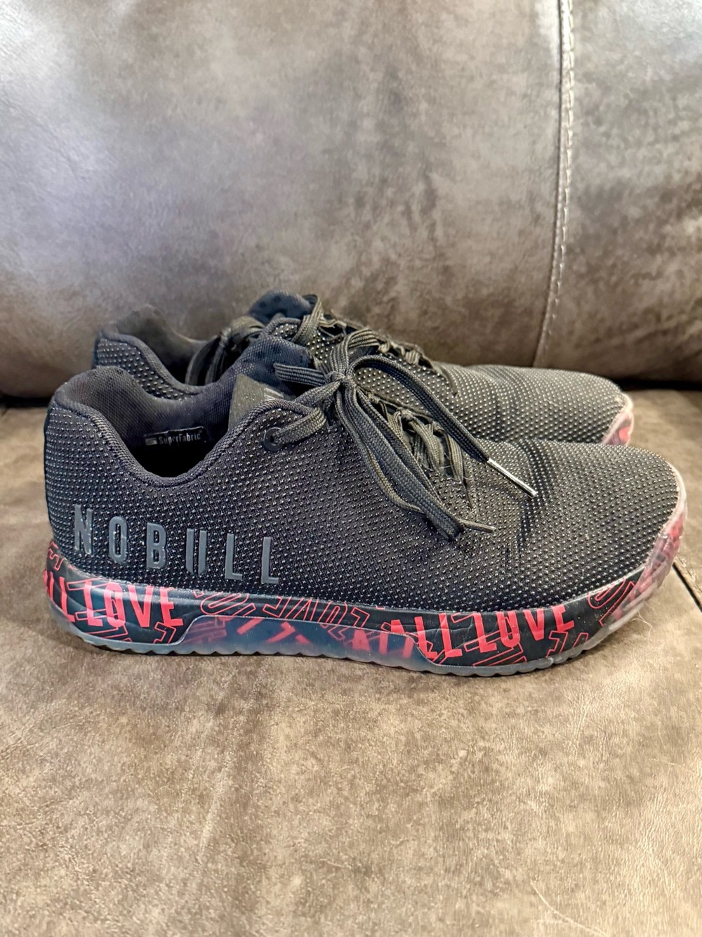 NOBULL Black Trainers with Red “ALL LOVE”  Accent Midsole
